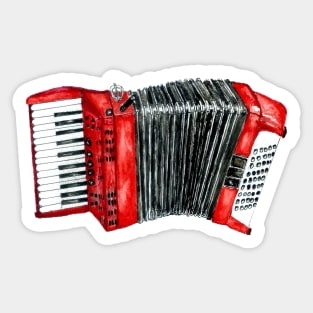 Red Retro Accordion Sticker